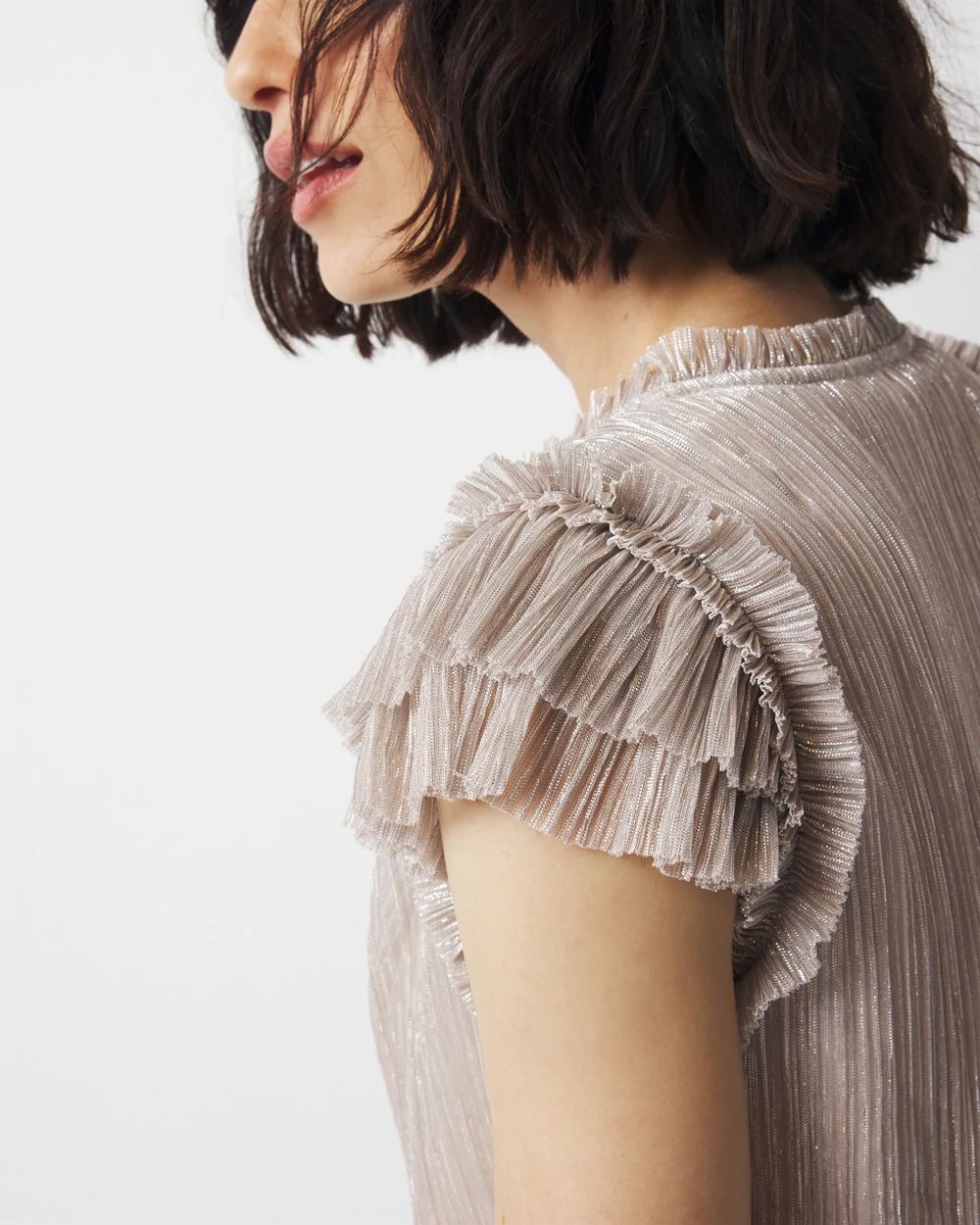Ruffle Tie-Neck Shimmer Top | White House Black Market Ruffle Tie-Neck Shimmer Top | White House Black Market
